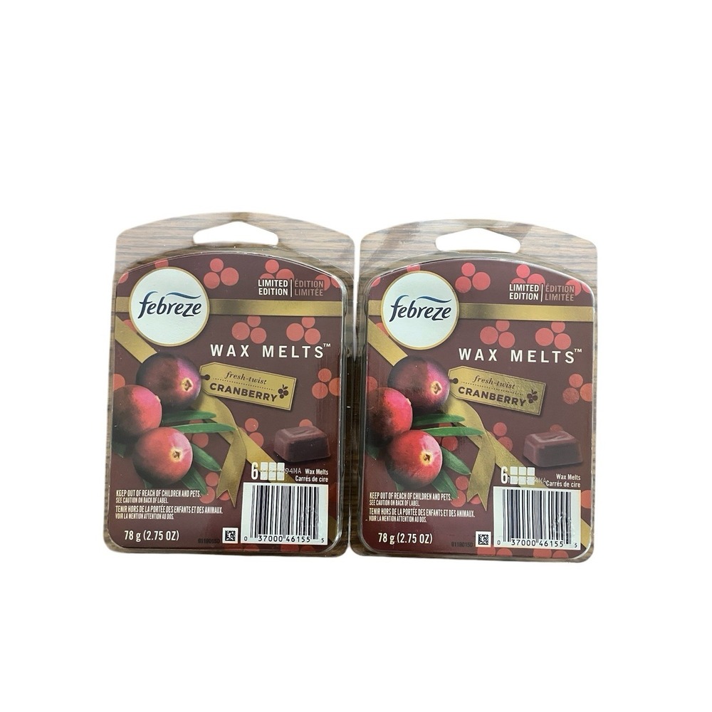 2 Febreze Wax Melts Limited Edition‎ Fresh-Twist Cranberry 6 Melts 2.75 oz Each
